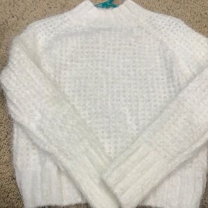 Crew neck fuzzy sweater